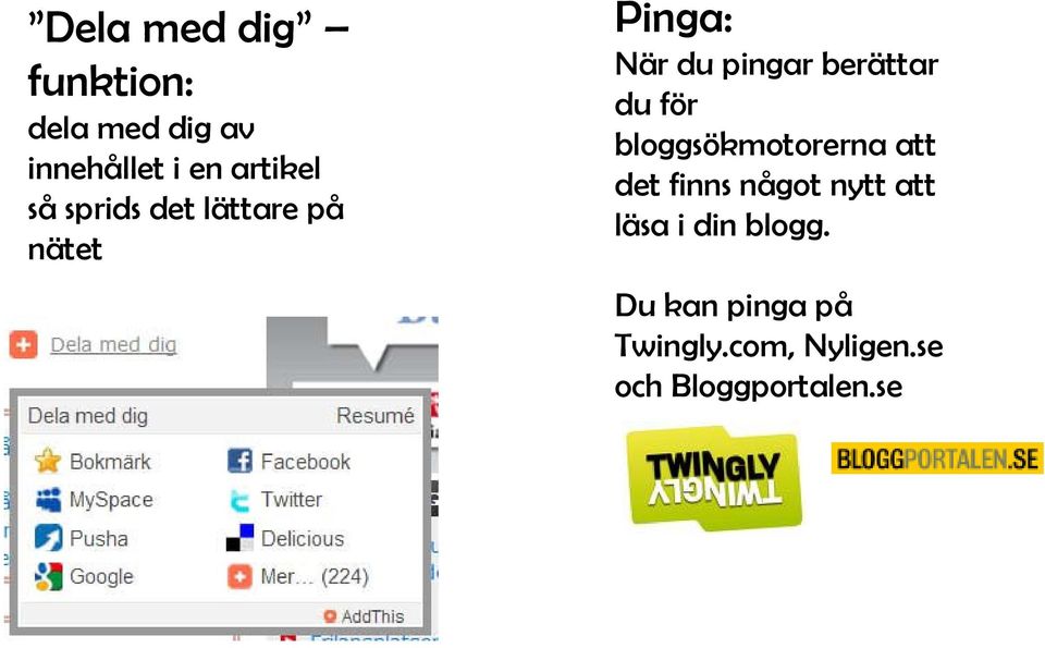 för bloggsökmotorerna att det finns något nytt att läsa i din