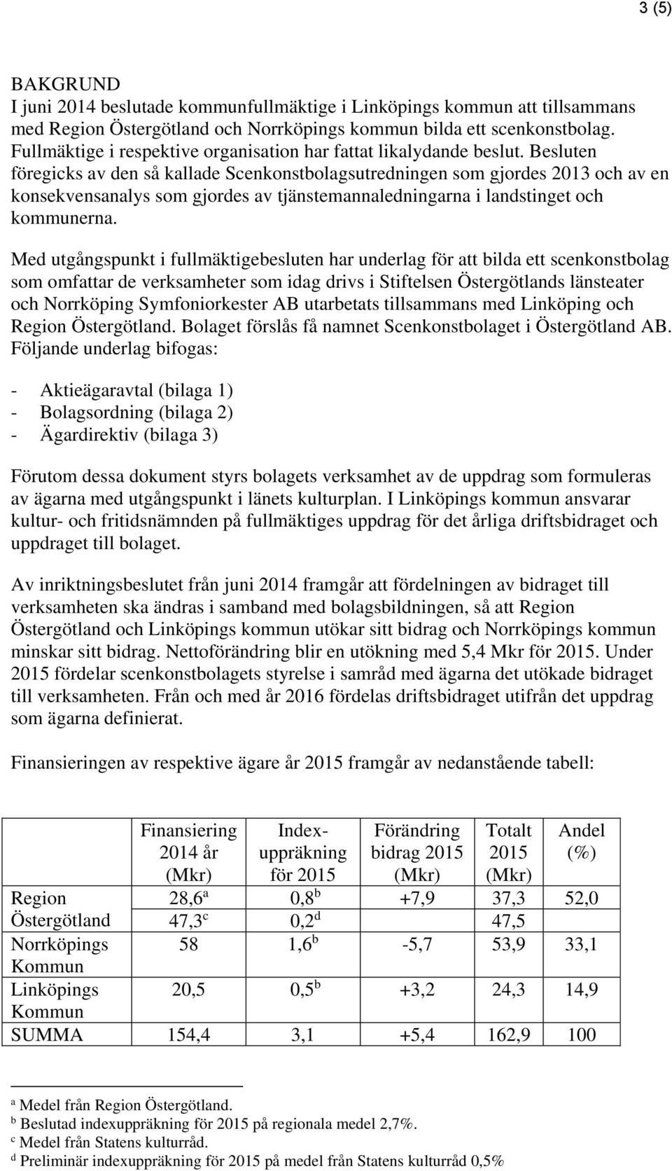 Besluten föregicks av den så kallade Scenkonstbolagsutredningen som gjordes 2013 och av en konsekvensanalys som gjordes av tjänstemannaledningarna i landstinget och kommunerna.
