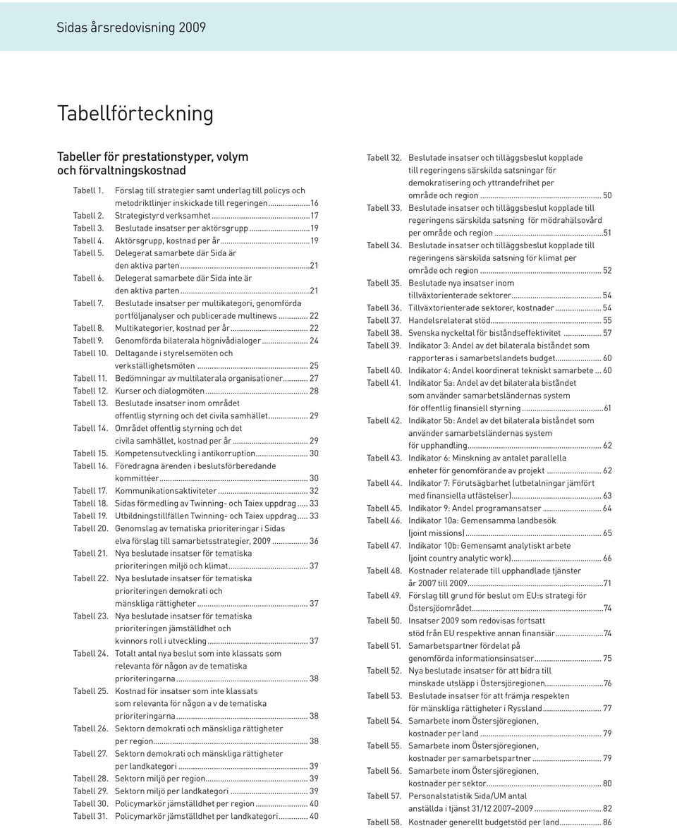 Delegerat samarbete där Sida inte är den aktiva parten...21 Tabell 7. Beslutade insatser per multikategori, genomförda portföljanalyser och publicerade multinews... 22 Tabell 8.