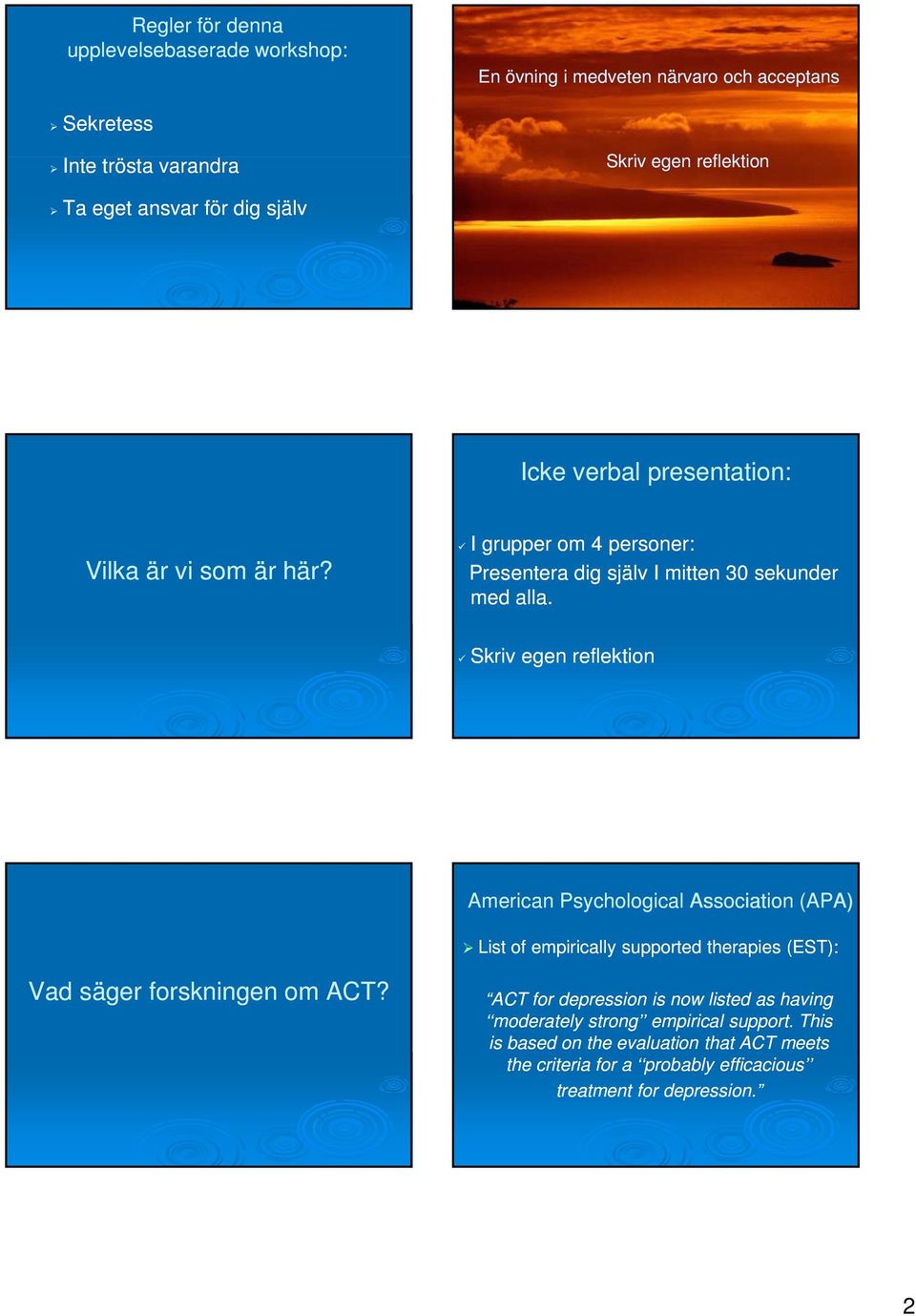 Skriv egen reflektion American Psychological Association (APA) List of empirically supported therapies (EST): Vad säger forskningen om?