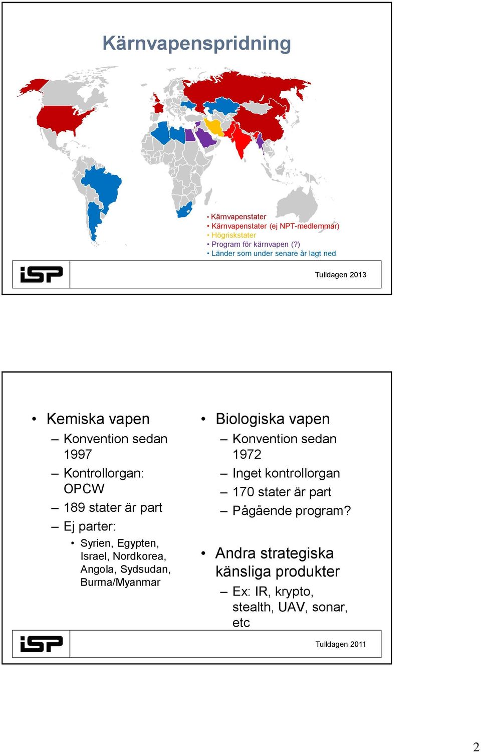 parter: Syrien, Egypten, Israel, Nordkorea, Angola, Sydsudan, Burma/Myanmar Biologiska vapen Konvention sedan 1972 Inget