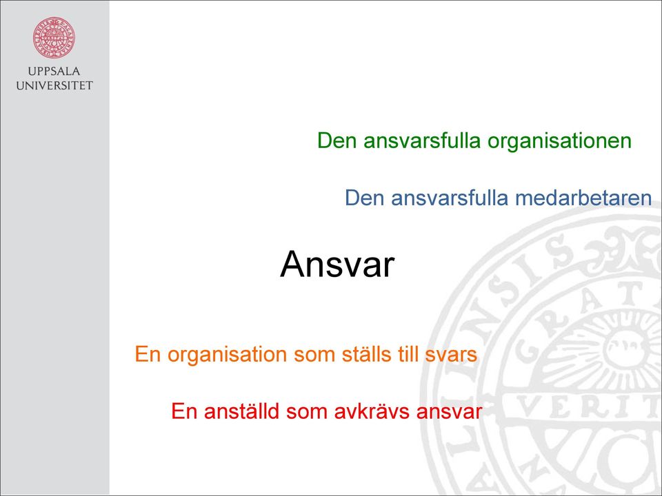 Ansvar En organisation som ställs