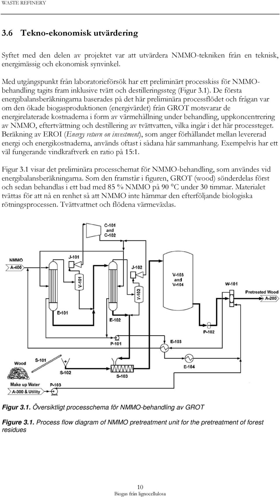 De första energibalansberäkningarna baserades på det här preliminära processflödet och frågan var om den ökade biogasproduktionen (energivärdet) från GROT motsvarar de energirelaterade kostnaderna i