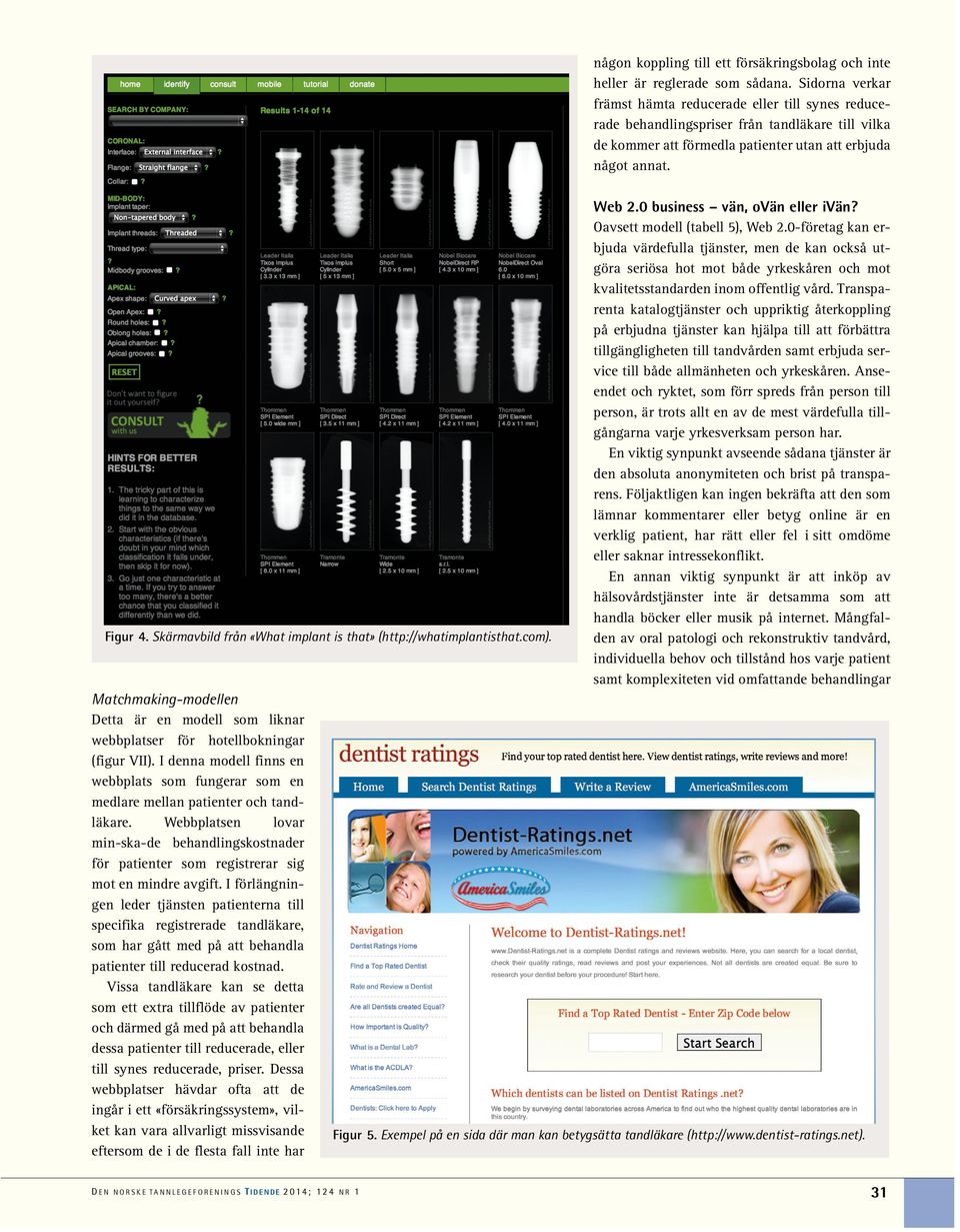 0 business vän, ovän eller ivän? Figur 4. Skärmavbild från «What implant is that» (http://whatimplantisthat.com). Oavsett modell (tabell 5), Web 2.