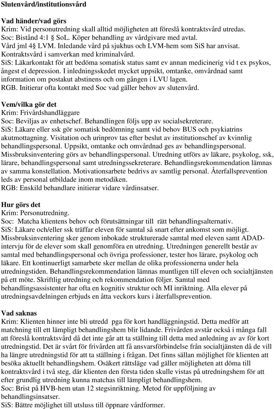 SiS: Läkarkontakt för att bedöma somatisk status samt ev annan medicinerig vid t ex psykos, ångest el depression.