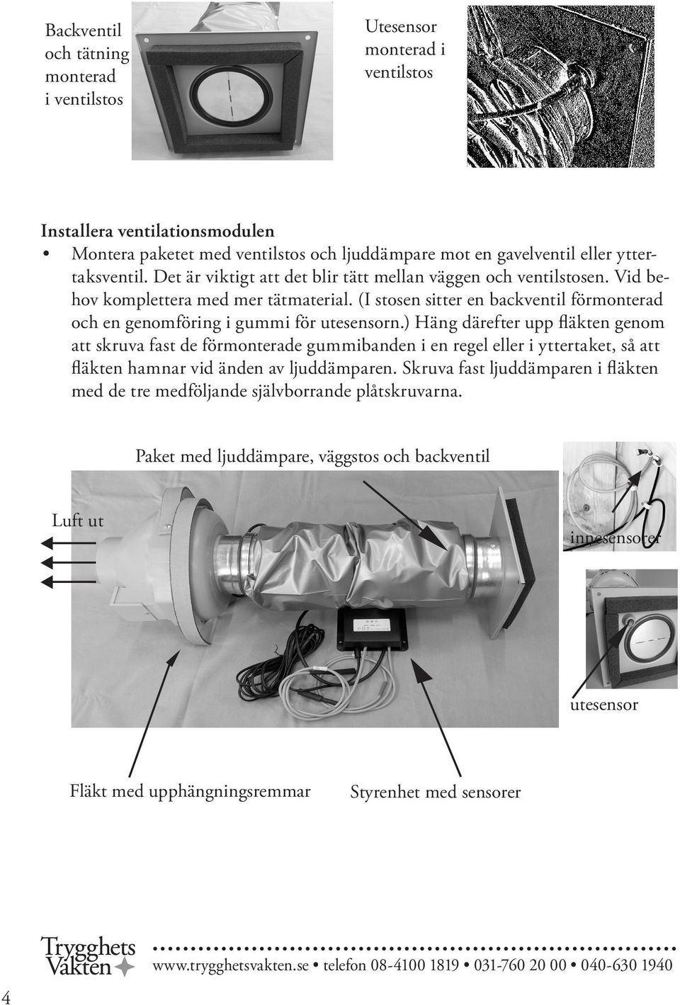 (I stosen sitter en backventil förmonterad och en genomföring i gummi för utesensorn.