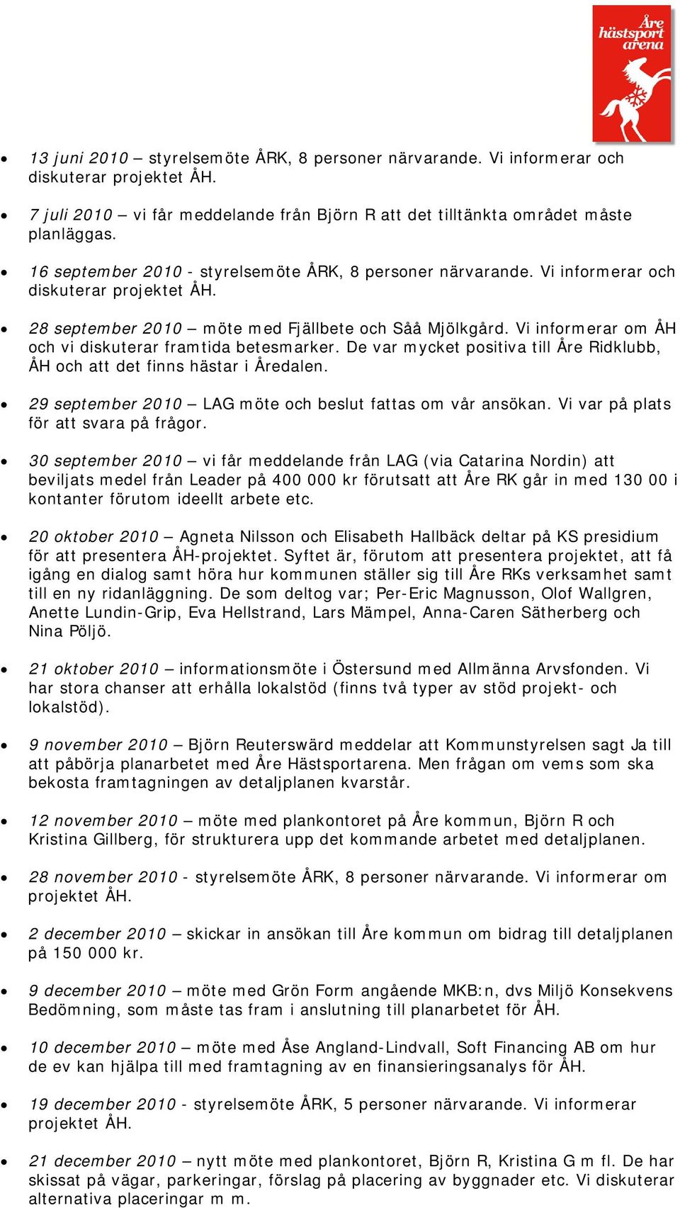 Vi informerar om ÅH och vi diskuterar framtida betesmarker. De var mycket positiva till Åre Ridklubb, ÅH och att det finns hästar i Åredalen.