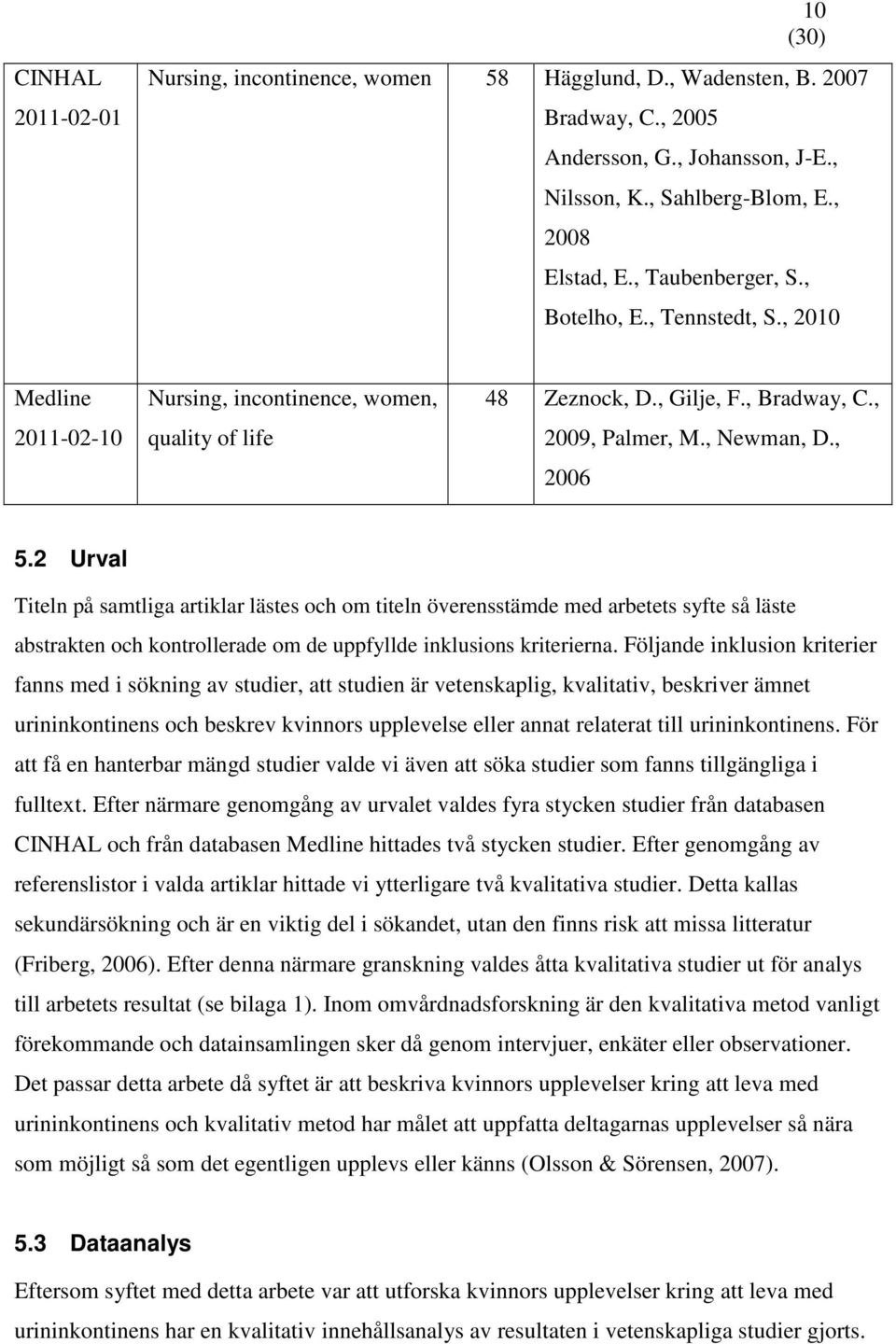 2 Urval Titeln på samtliga artiklar lästes och om titeln överensstämde med arbetets syfte så läste abstrakten och kontrollerade om de uppfyllde inklusions kriterierna.