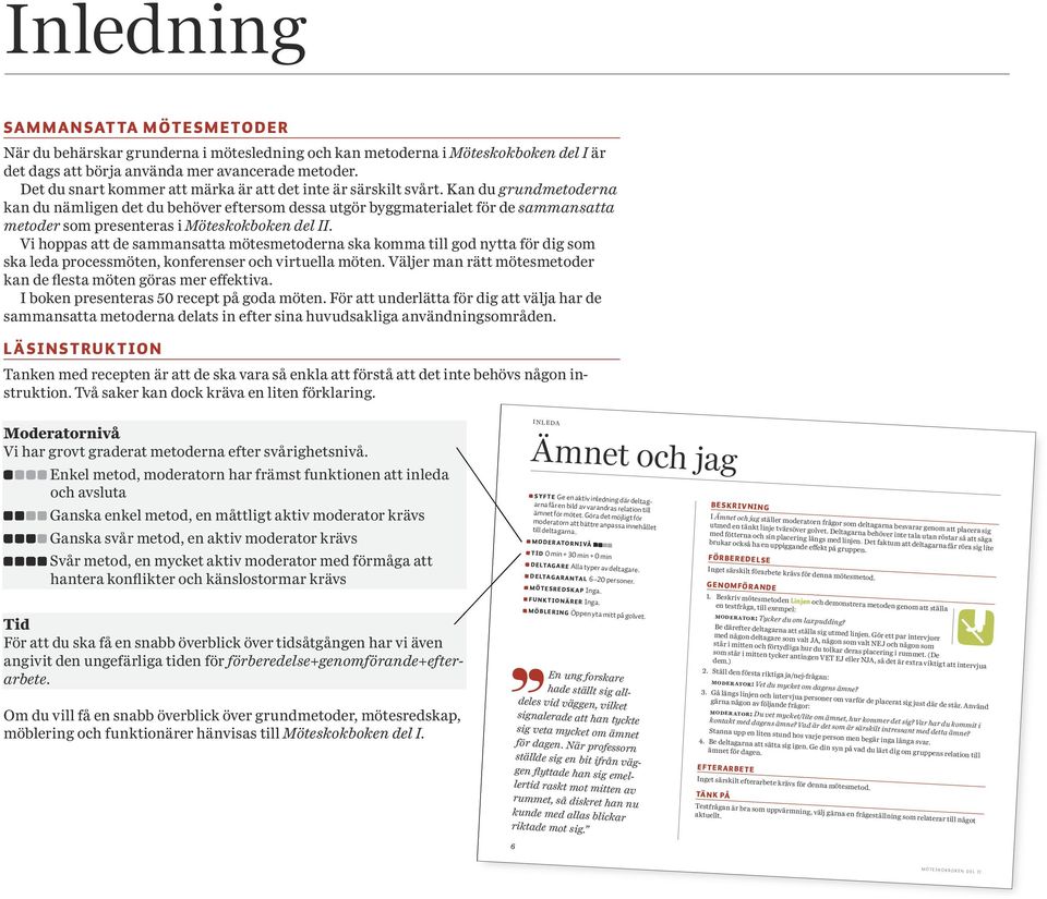 Kan du grundmetoderna kan du nämligen det du behöver eftersom dessa utgör bygg materialet för de sammansatta metoder som presenteras i Möteskokboken del II.