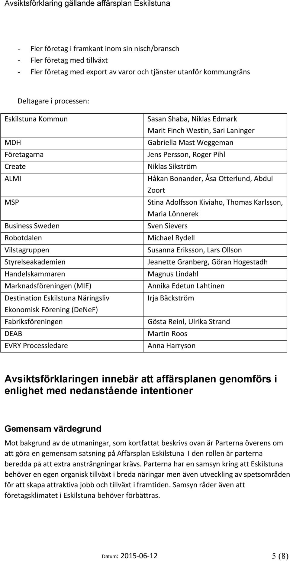 Fabriksföreningen DEAB EVRY Processledare Sasan Shaba, Niklas Edmark Marit Finch Westin, Sari Laninger Gabriella Mast Weggeman Jens Persson, Roger Pihl Niklas Sikström Håkan Bonander, Åsa Otterlund,