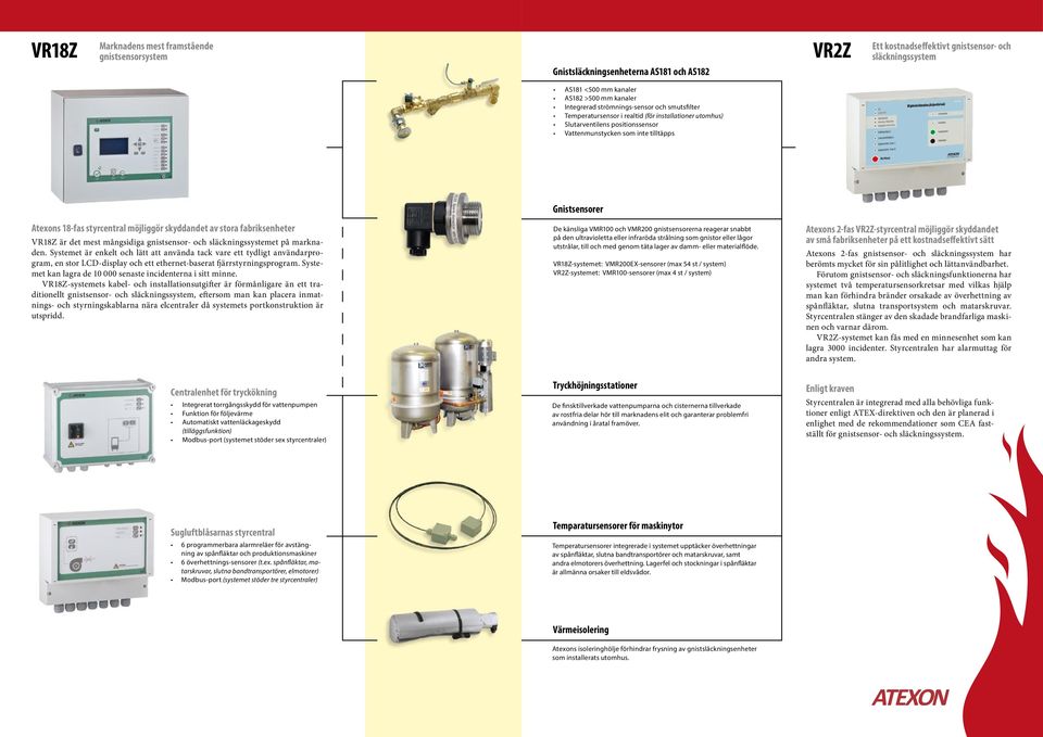 skyddandet av stora fabriksenheter VR18Z är det mest mångsidiga gnistsensor- och släckningssystemet på marknaden.