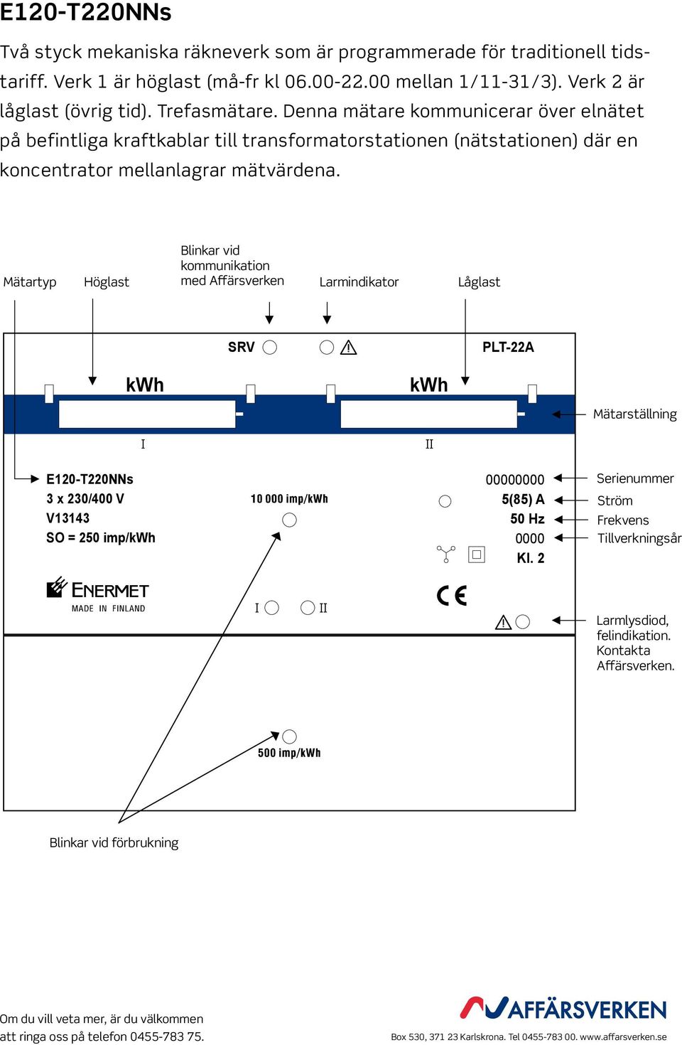 Denna mätare kommunicerar över elnätet på befintliga kraftkablar till transformatorstationen (nätstationen) där en koncentrator