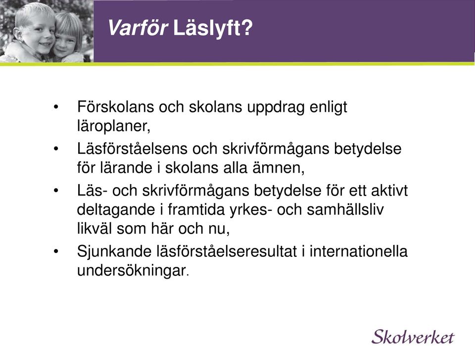 skrivförmågans betydelse för lärande i skolans alla ämnen, Läs- och