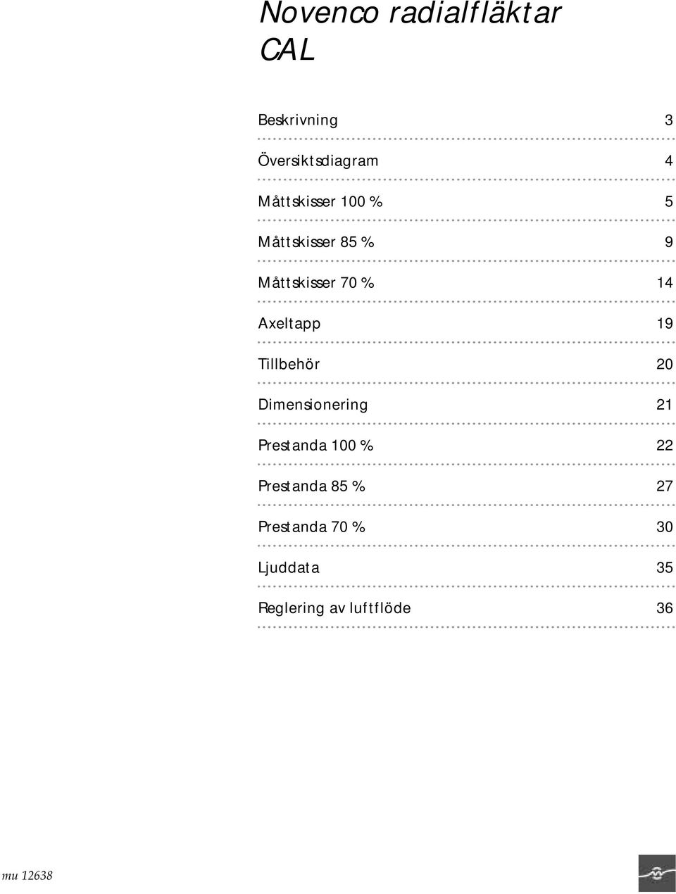 Axeltapp 19 Tillbehö 20 imensioneing 21 Pestanda 100 % 22