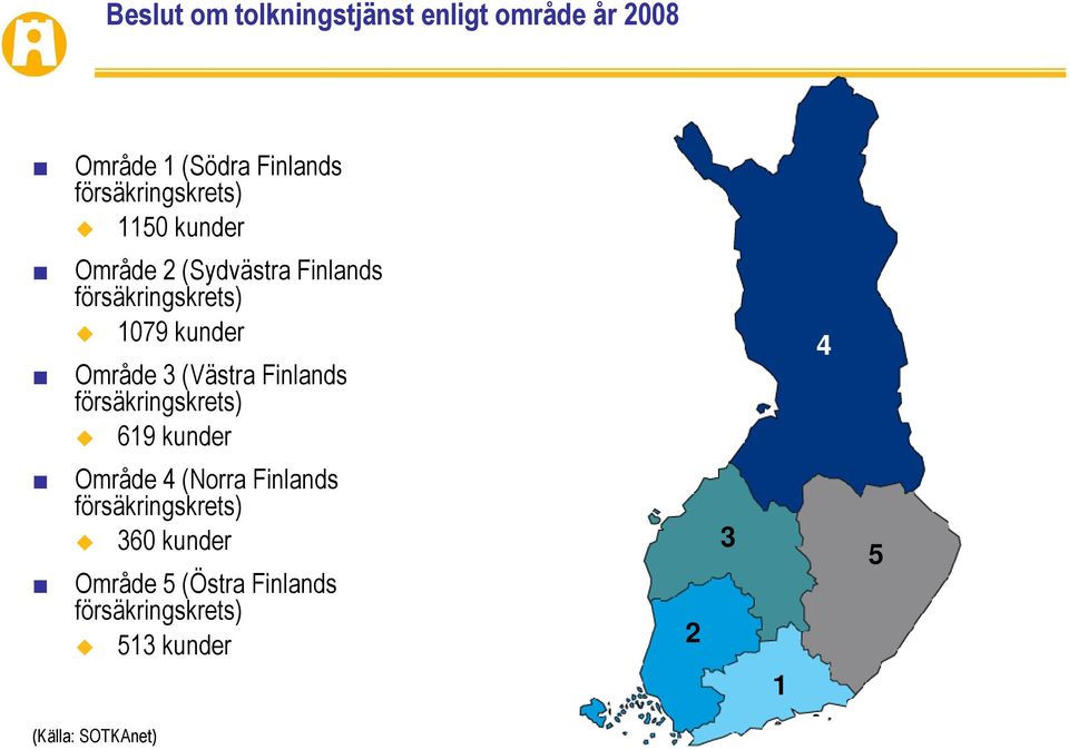 kunder Område 3 (Västra Finlands försäkringskrets) 619 kunder 4 Område 4 (Norra