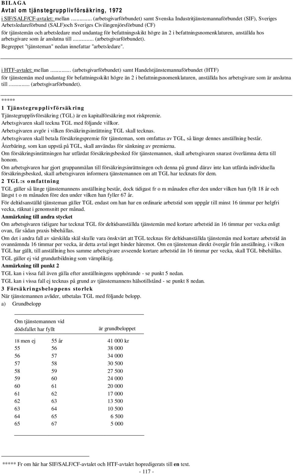 högre än 2 i befattningsnomenklaturen, anställda hos arbetsgivare som år anslutna till... (arbetsgivarbundet). Begreppet "tjänsteman" nedan innefattar "arbetsledare". i HTF-avtalet: mellan.