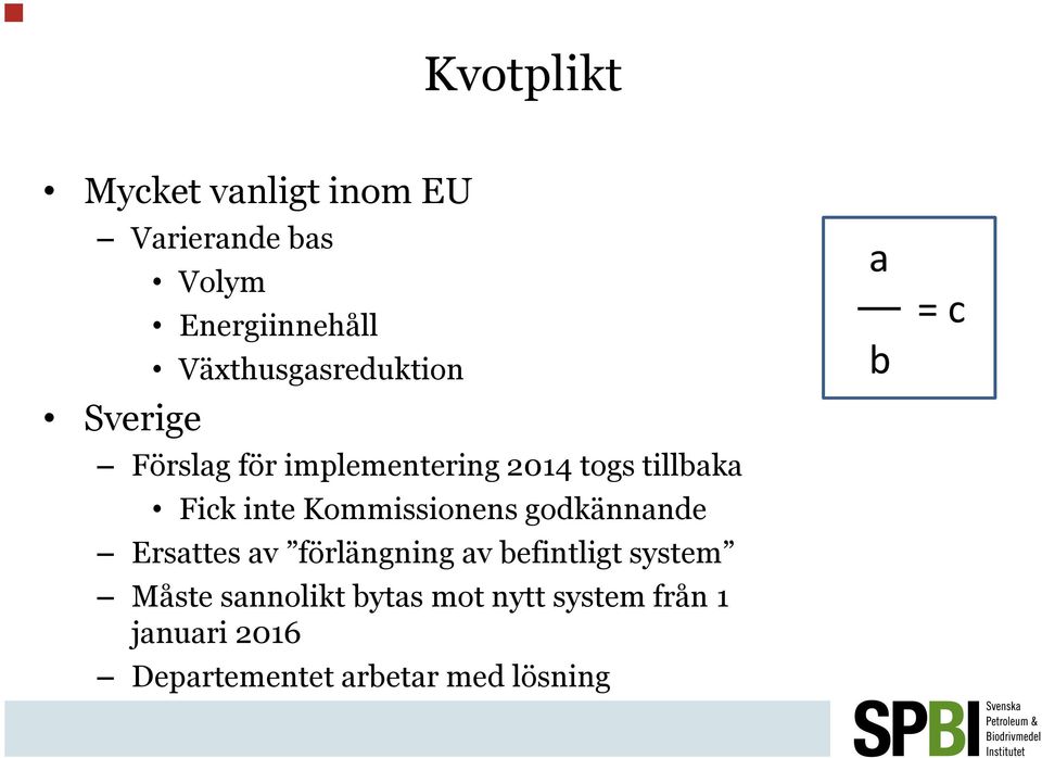 Kommissionens godkännande Ersattes av förlängning av befintligt system Måste