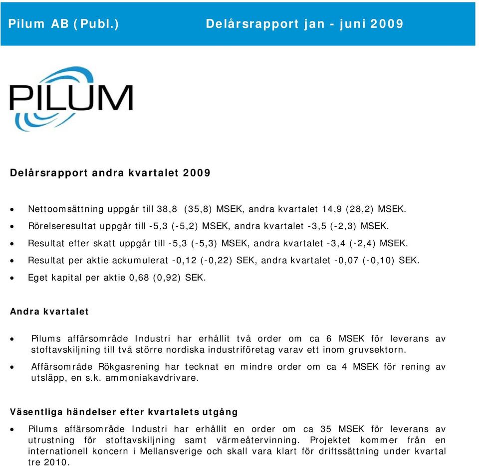 Eget kapital per aktie 0,68 (0,92) SEK.