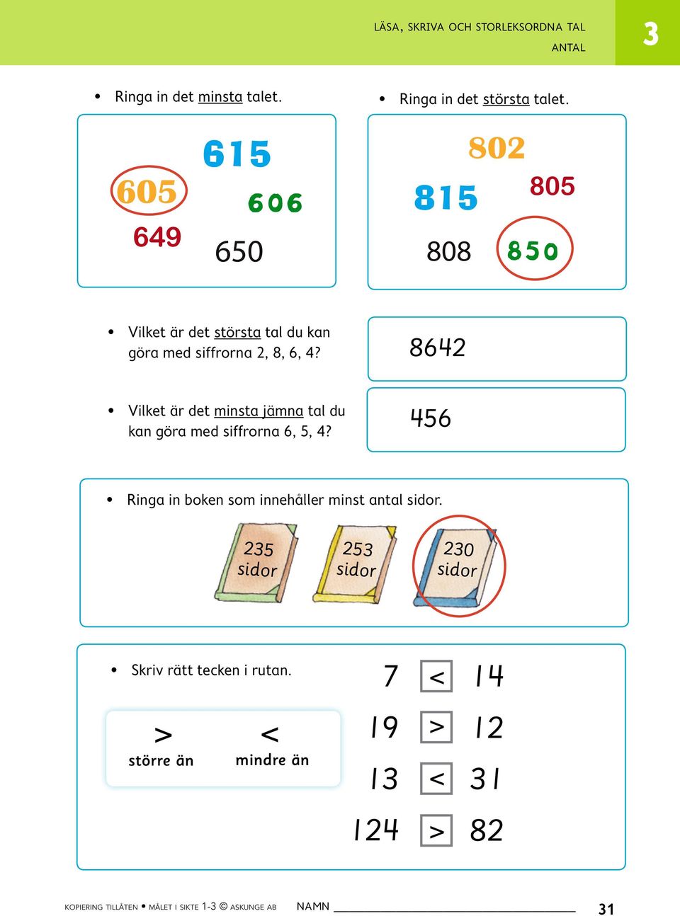 8642 Vilket är det minsta jämna tal du kan göra med siffrorna 6, 5, 4?