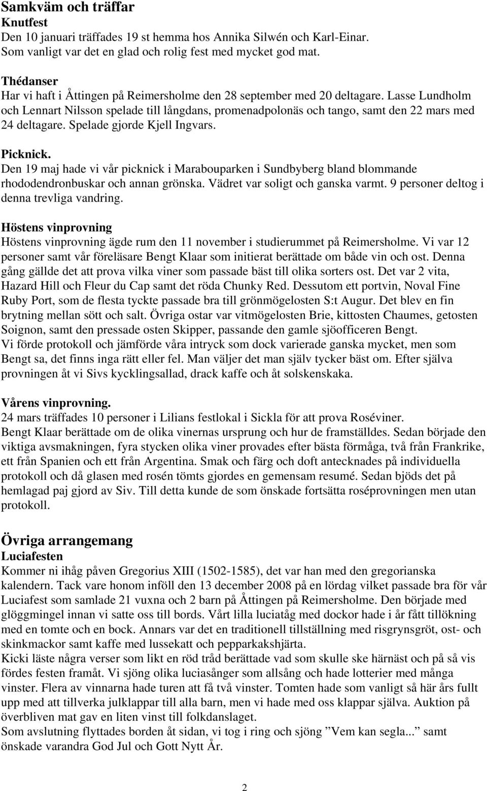 Lasse Lundholm och Lennart Nilsson spelade till långdans, promenadpolonäs och tango, samt den 22 mars med 24 deltagare. Spelade gjorde Kjell Ingvars. Picknick.