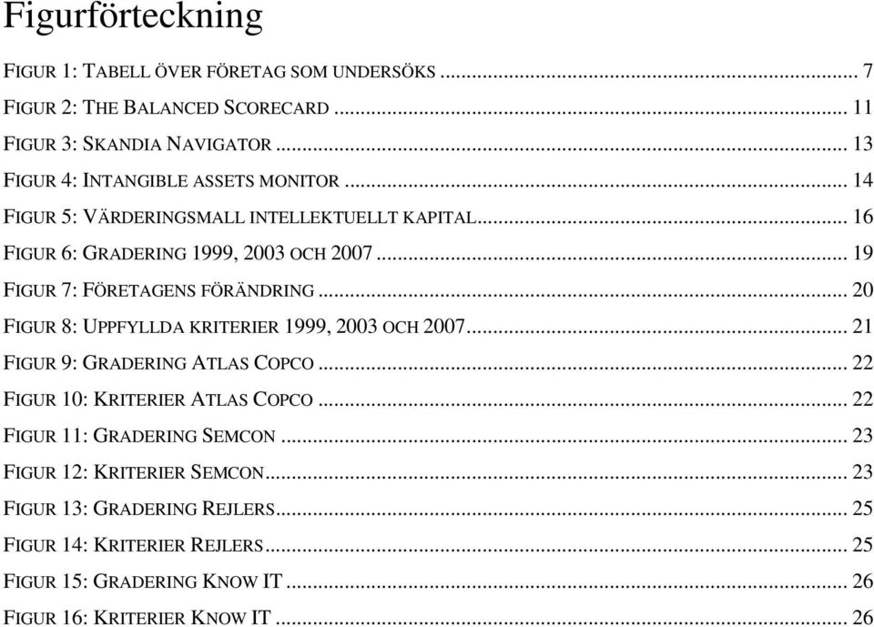 .. 19 FIGUR 7: FÖRETAGENS FÖRÄNDRING... 20 FIGUR 8: UPPFYLLDA KRITERIER 1999, 2003 OCH 2007... 21 FIGUR 9: GRADERING ATLAS COPCO.