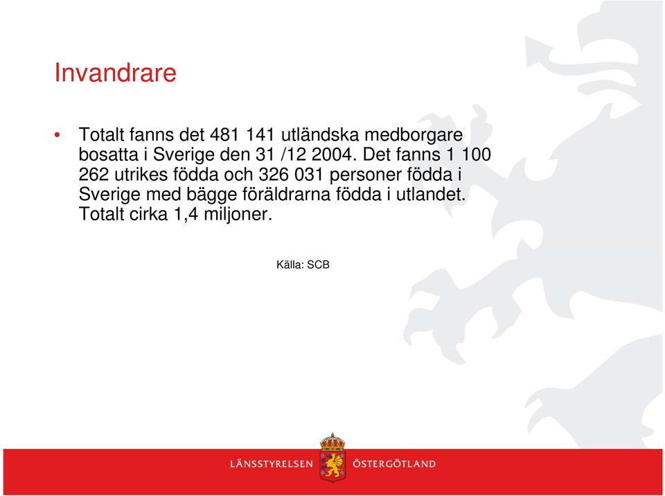 Det fanns 1 100 262 utrikes födda och 326 031 personer