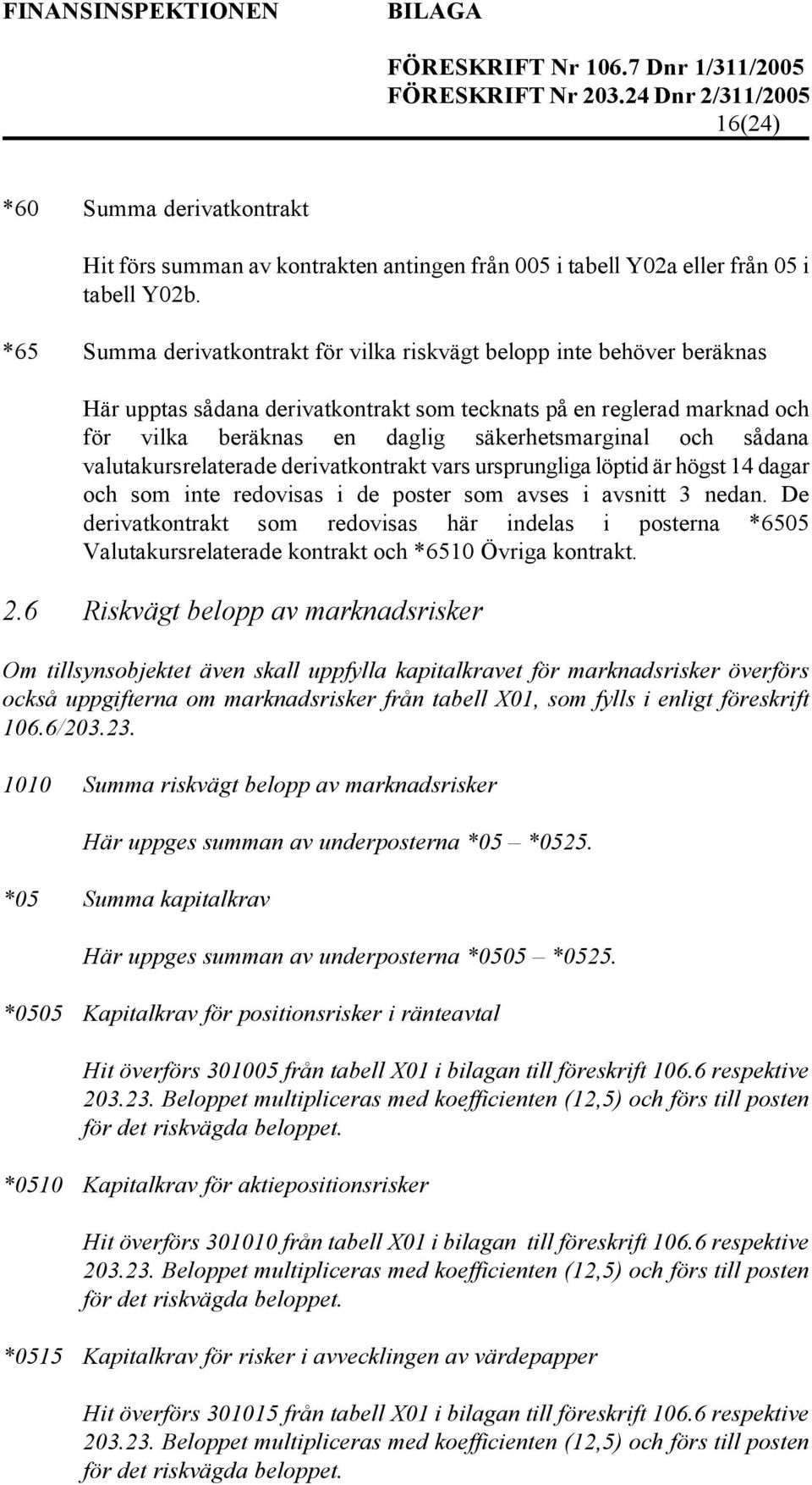 sådana valutakursrelaterade derivatkontrakt vars ursprungliga löptid är högst 14 dagar och som inte redovisas i de poster som avses i avsnitt 3 nedan.