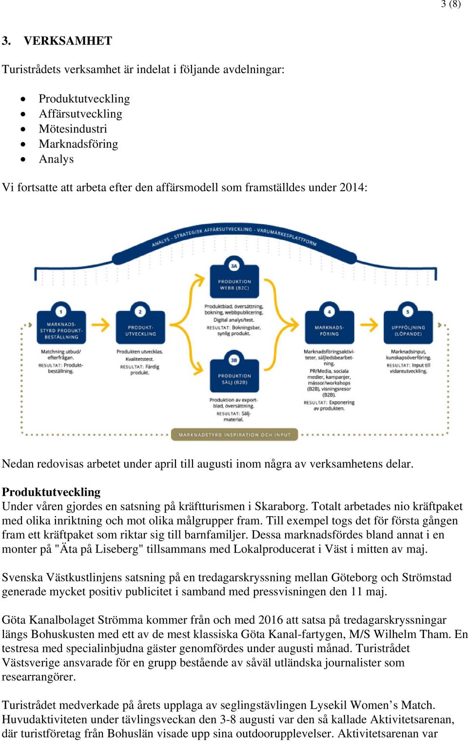 framställdes under 2014: Nedan redovisas arbetet under april till augusti inom några av verksamhetens delar. Produktutveckling Under våren gjordes en satsning på kräftturismen i Skaraborg.