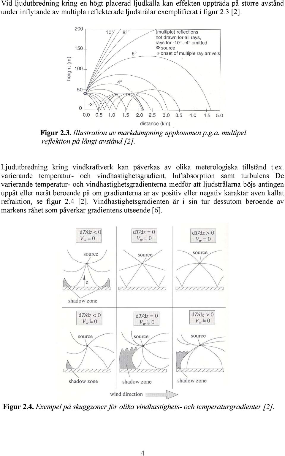 varierande temperatur- och vindhastighetsgradient, luftabsorption samt turbulens De varierande temperatur- och vindhastighetsgradienterna medför att ljudstrålarna böjs antingen uppåt eller neråt