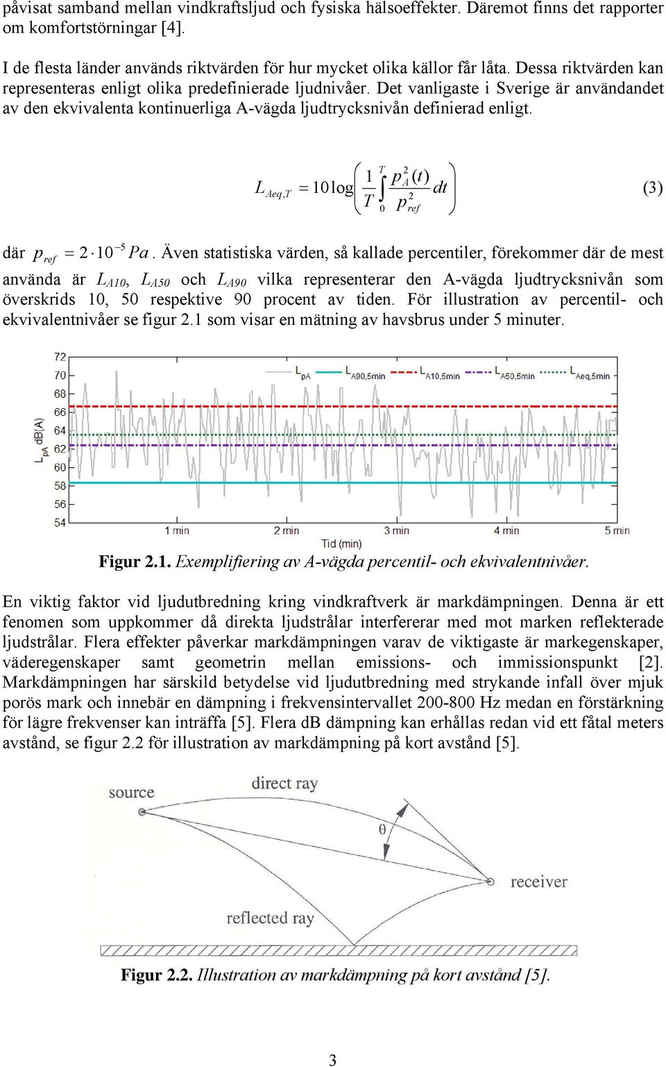 L Aeq, T T 2 1 p A ( t) = 10 log dt (3) 2 T 0 pref 5 där p ref = 2 10 Pa.