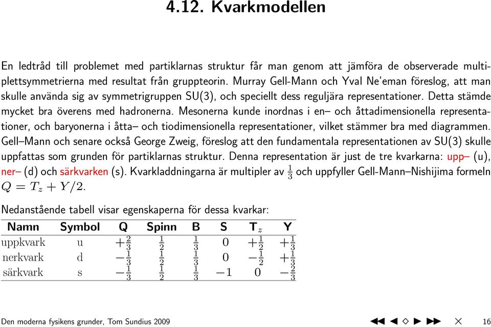 Mesonerna kunde inordnas i en och åttadimensionella representationer, och baryonerna i åtta och tiodimensionella representationer, vilket stämmer bra med diagrammen.