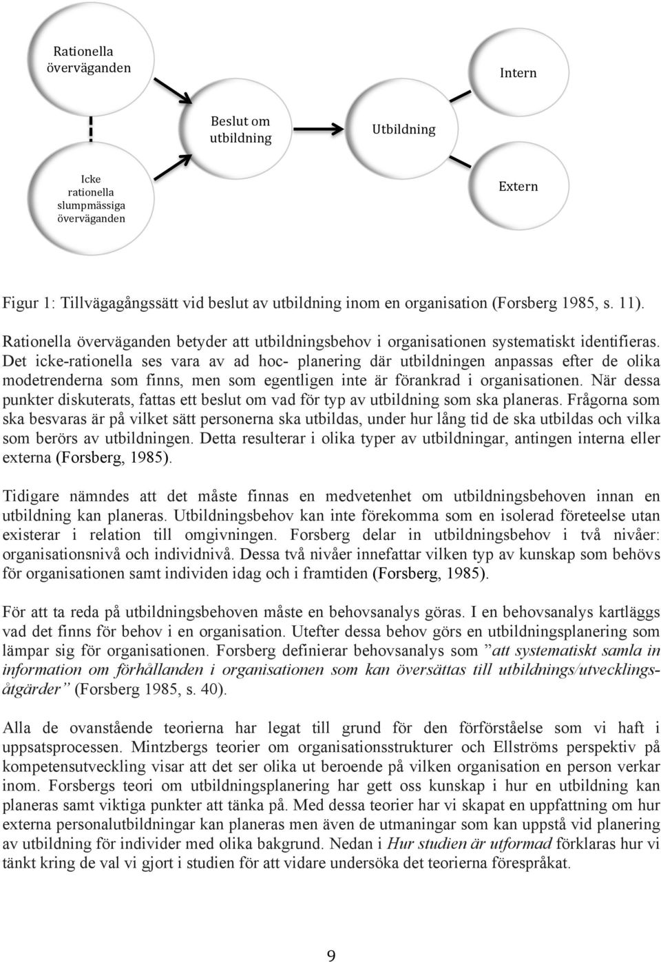 Det icke-rationella ses vara av ad hoc- planering där utbildningen anpassas efter de olika modetrenderna som finns, men som egentligen inte är förankrad i organisationen.