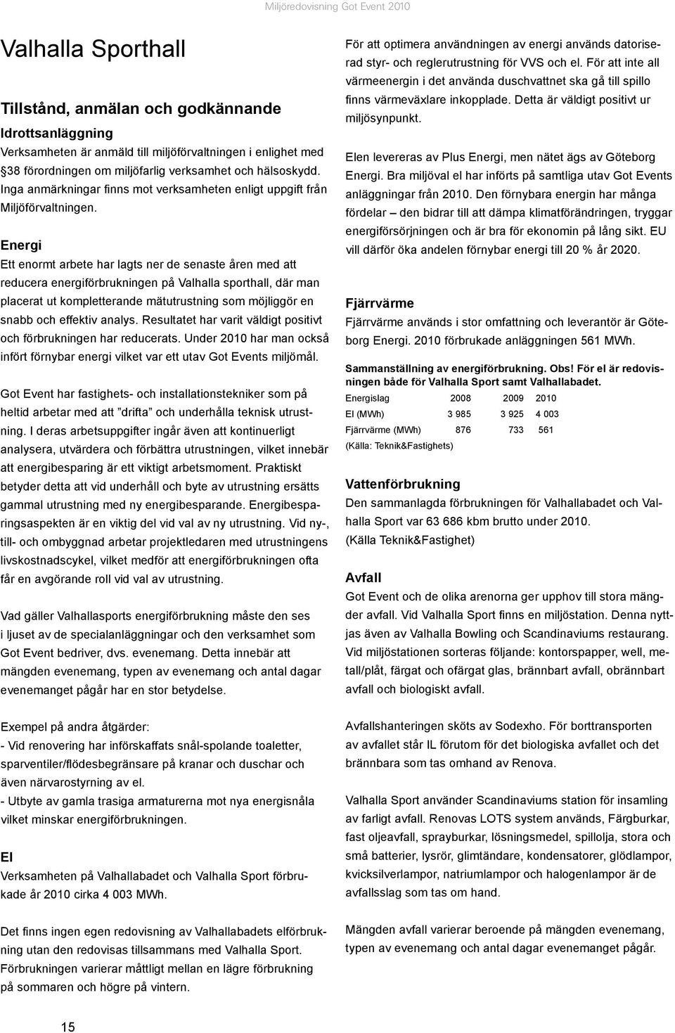 Energi Ett enormt arbete har lagts ner de senaste åren med att reducera energiförbrukningen på Valhalla sporthall, där man placerat ut kompletterande mätutrustning som möjliggör en snabb och effektiv