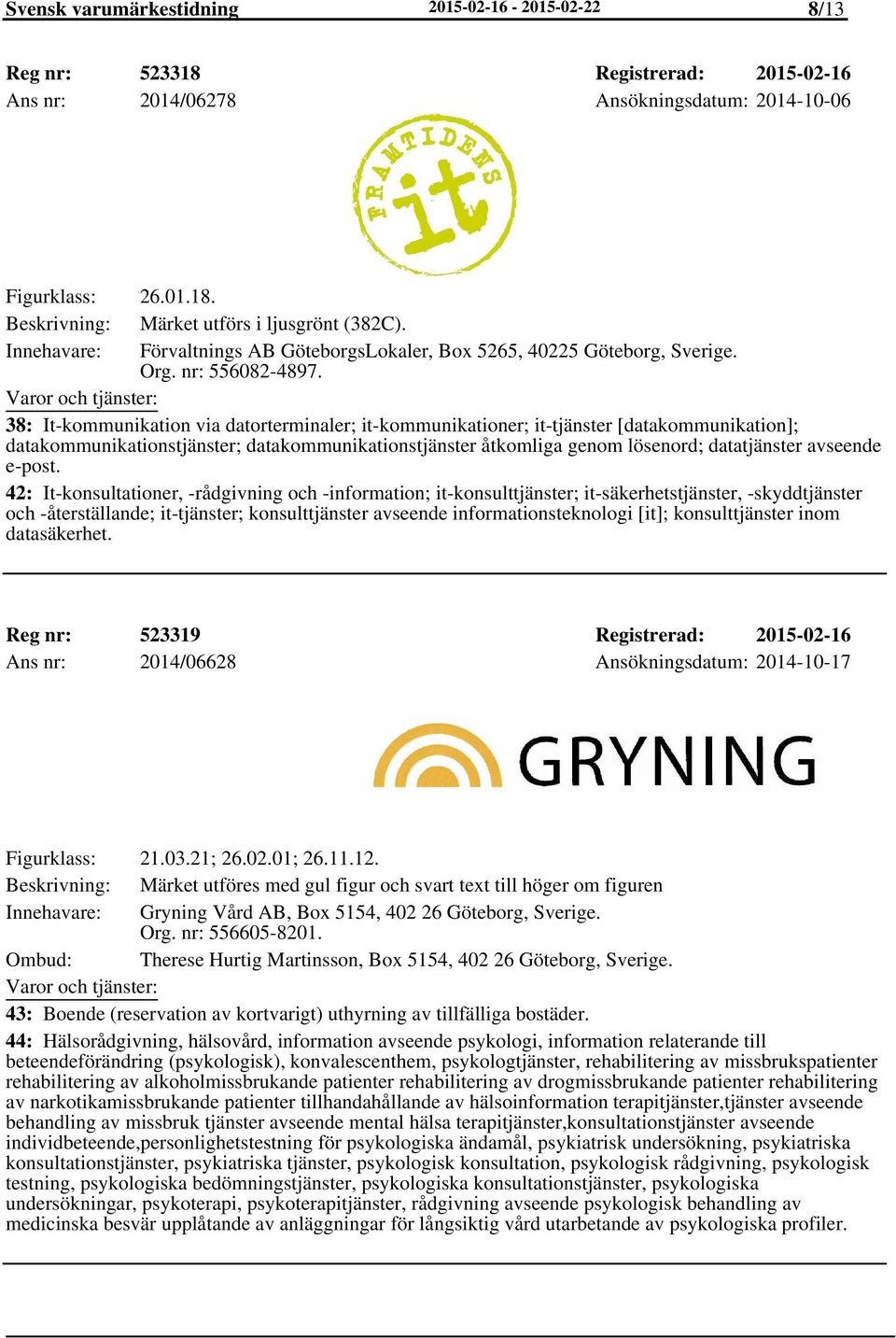 38: It-kommunikation via datorterminaler; it-kommunikationer; it-tjänster [datakommunikation]; datakommunikationstjänster; datakommunikationstjänster åtkomliga genom lösenord; datatjänster avseende