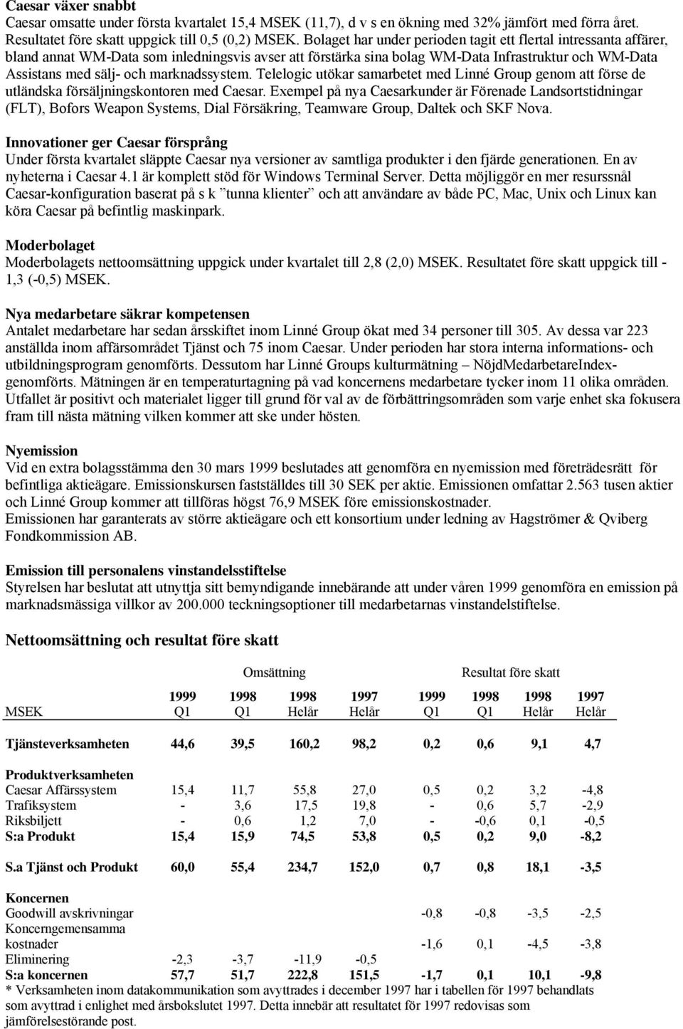 marknadssystem. Telelogic utökar samarbetet med Linné Group genom att förse de utländska försäljningskontoren med Caesar.