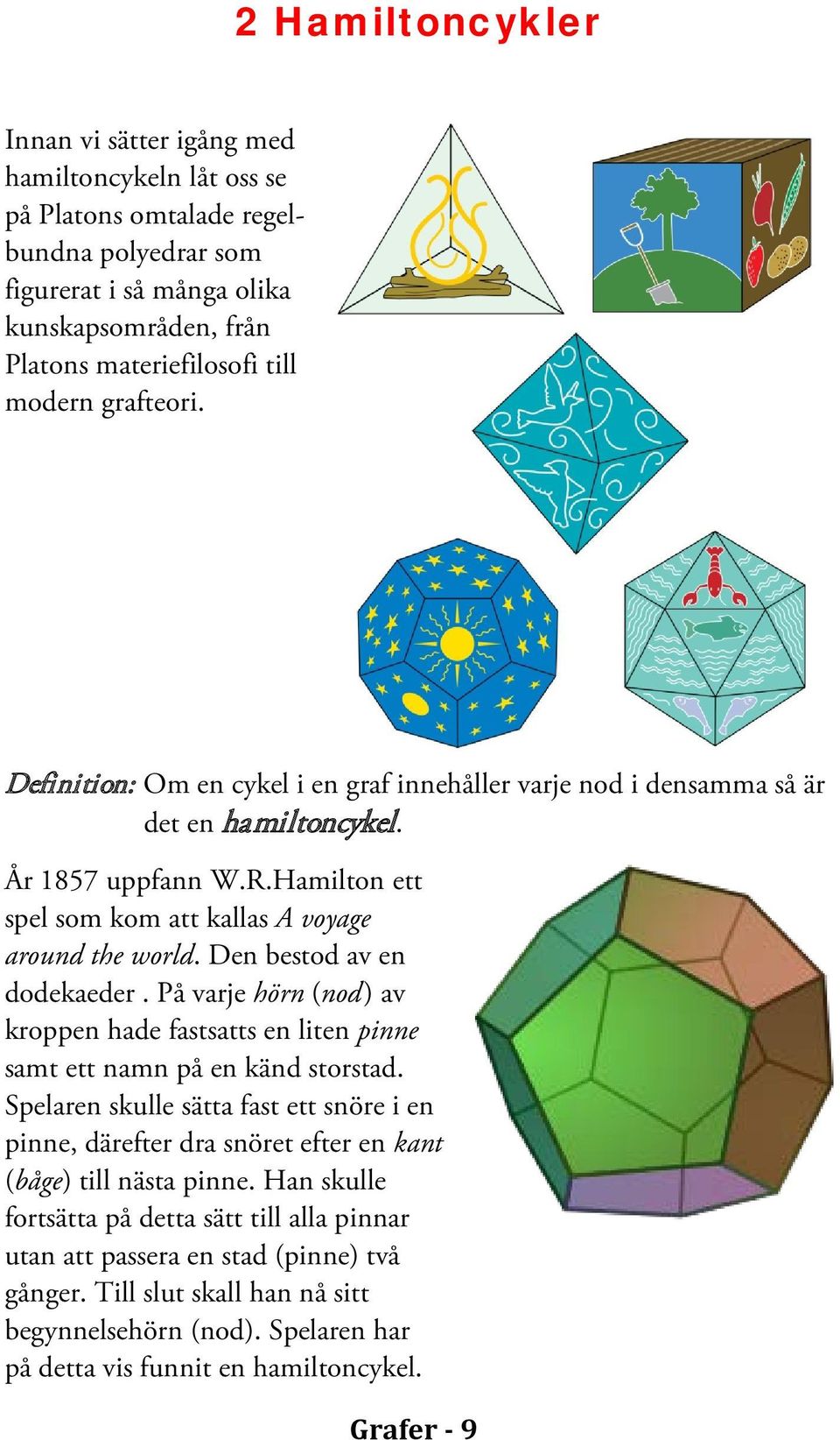 Den bestod av en dodekaeder. På varje hörn (nod ) av kroppen hade fastsatts en liten pinne samt ett namn på en känd storstad.