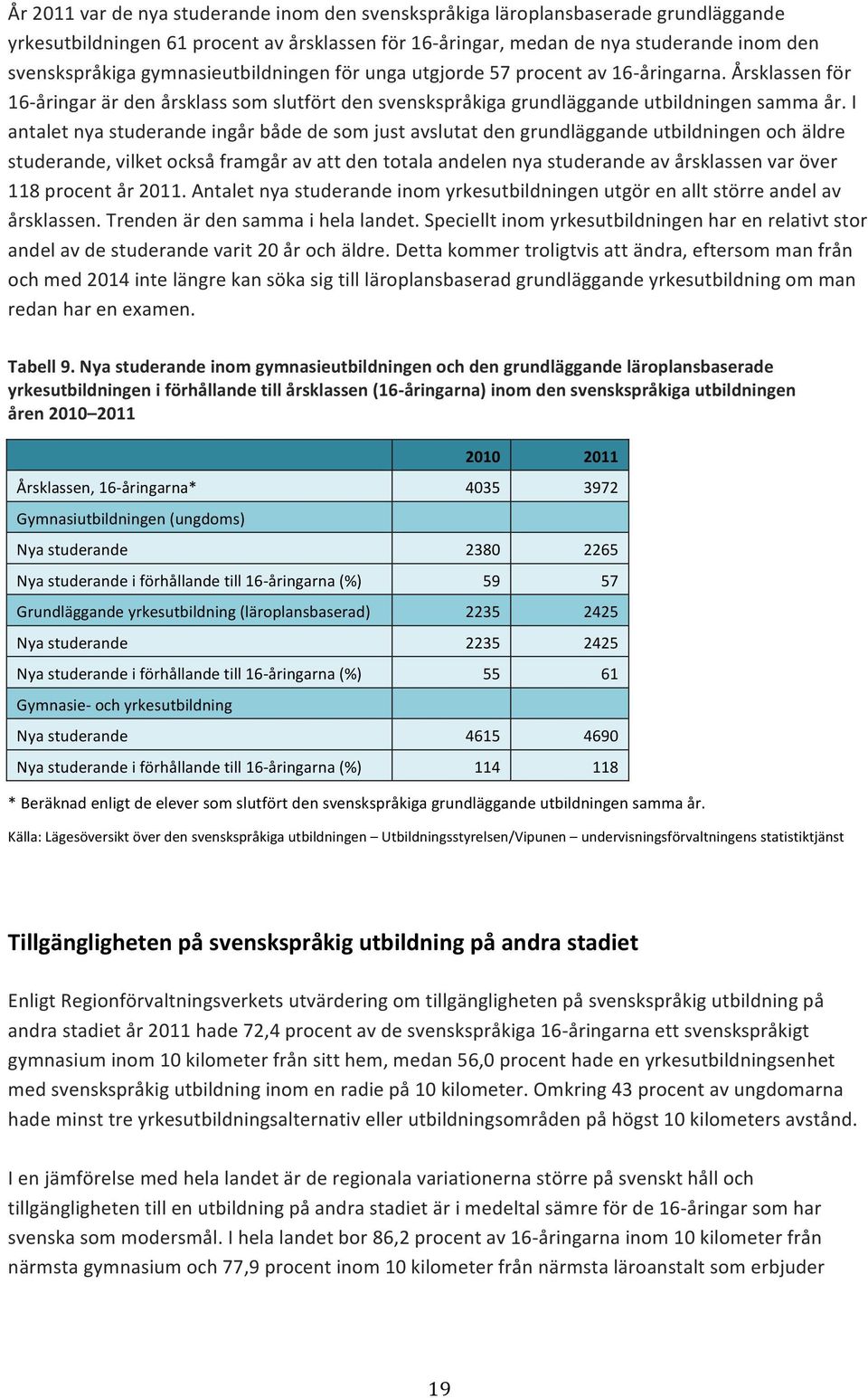 I antaletnyastuderandeingårbådedesomjustavslutatdengrundläggandeutbildningenochäldre studerande,vilketocksåframgåravattdentotalaandelennyastuderandeavårsklassenvaröver 118procentår2011.