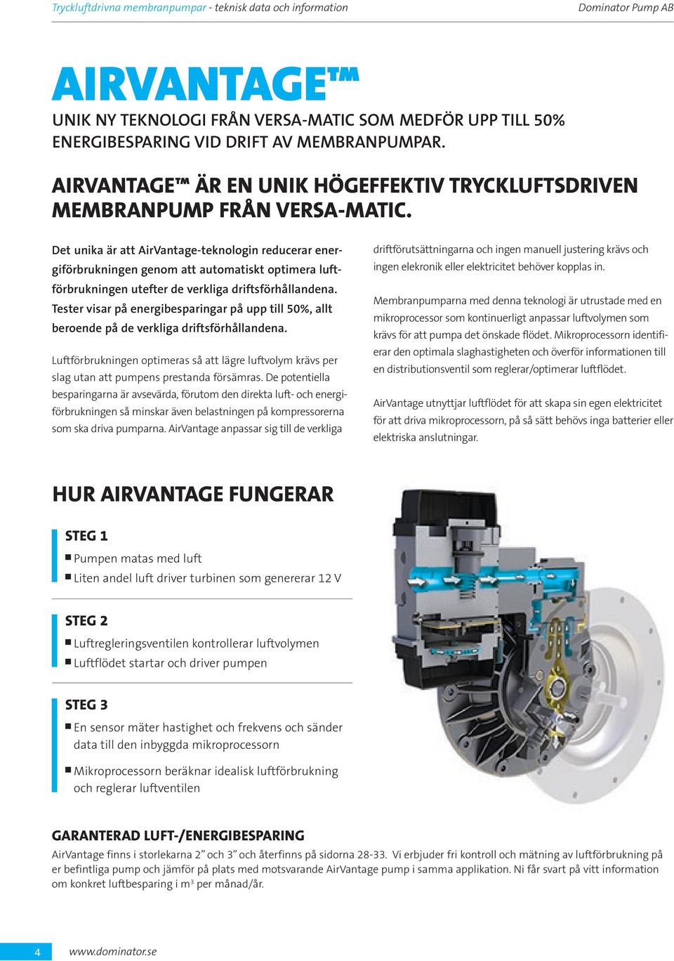 Det unika är att AirVantage-teknologin reducerar energiförbrukningen genom att automatiskt optimera luftförbrukningen utefter de verkliga driftsförhållandena.