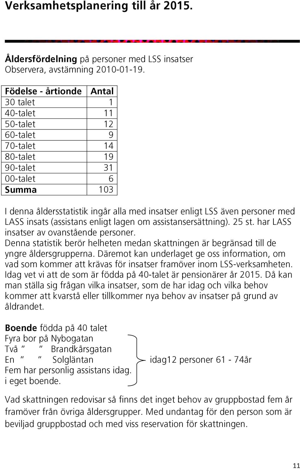 LASSinsats(assistansenligtlagenomassistansersättning).25st.harLASS insatseravovanståendepersoner. Dennastatistikberörhelhetenmedanskattningenärbegränsadtillde yngreåldersgrupperna.