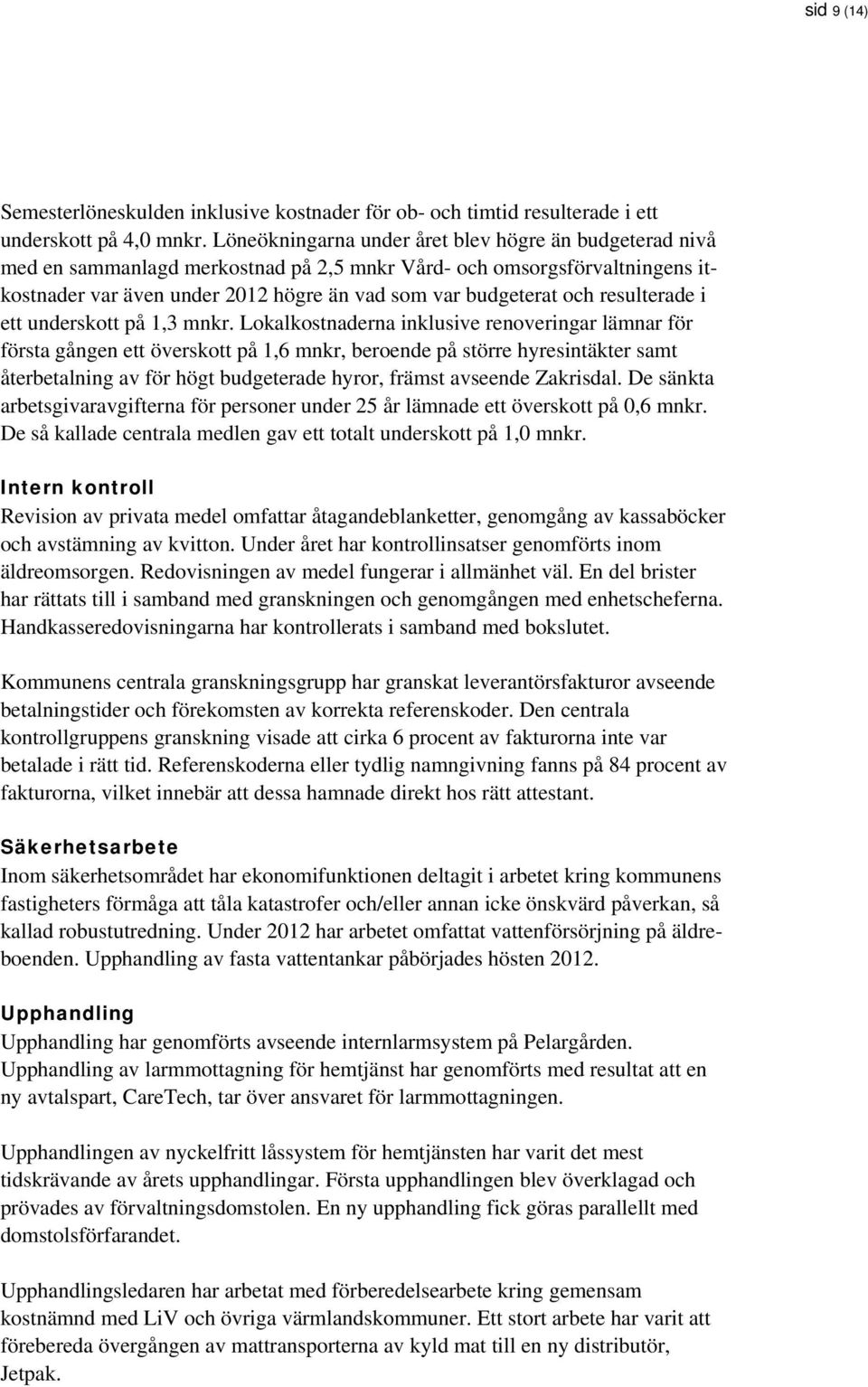 resulterade i ett underskott på 1,3 mnkr.