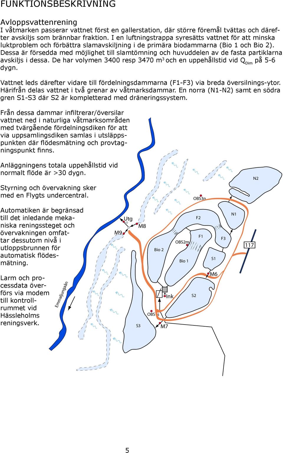 Dessa är försedda med möjlighet till slamtömning och huvuddelen av de fasta partiklarna avskiljs i dessa. De har volymen 3400 resp 3470 m 3 och en uppehållstid vid Q Dim på 5-6 dygn.