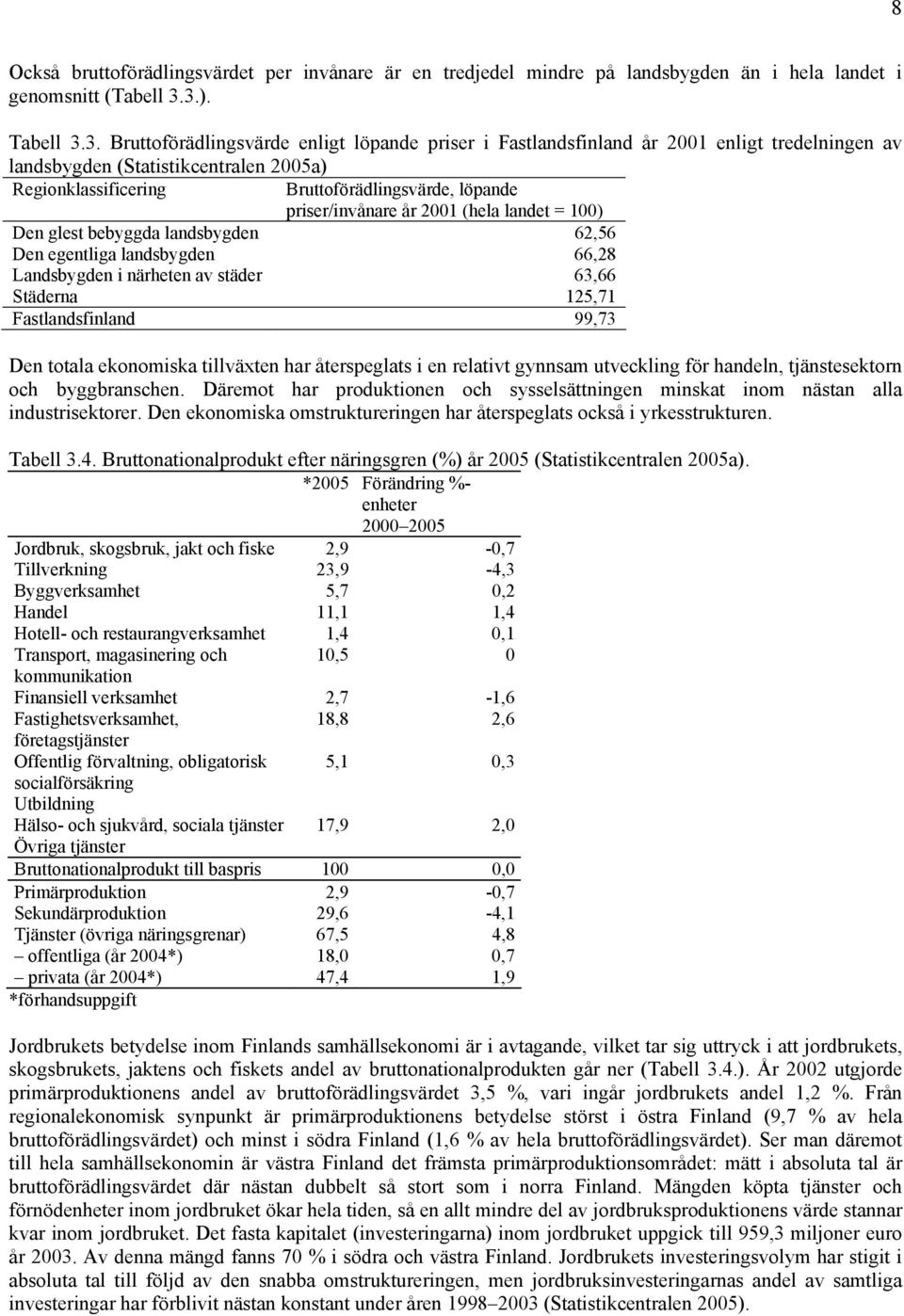 löpande priser/invånare år 2001 (hela landet = 100) Den glest bebyggda landsbygden 62,56 Den egentliga landsbygden 66,28 Landsbygden i närheten av städer 63,66 Städerna 125,71 Fastlandsfinland 99,73