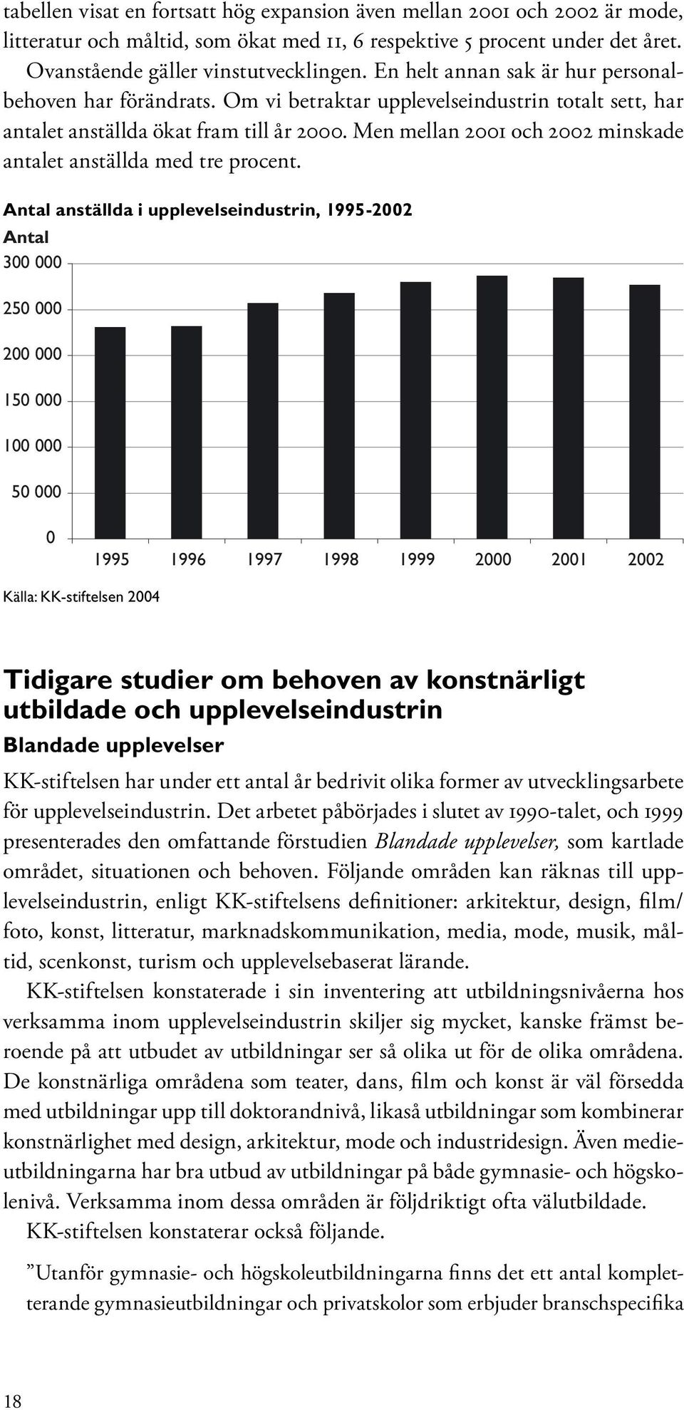 Men mellan 2001 och 2002 minskade antalet anställda med tre procent.