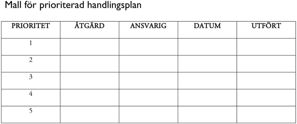 PRIORITET ÅTGÄRD