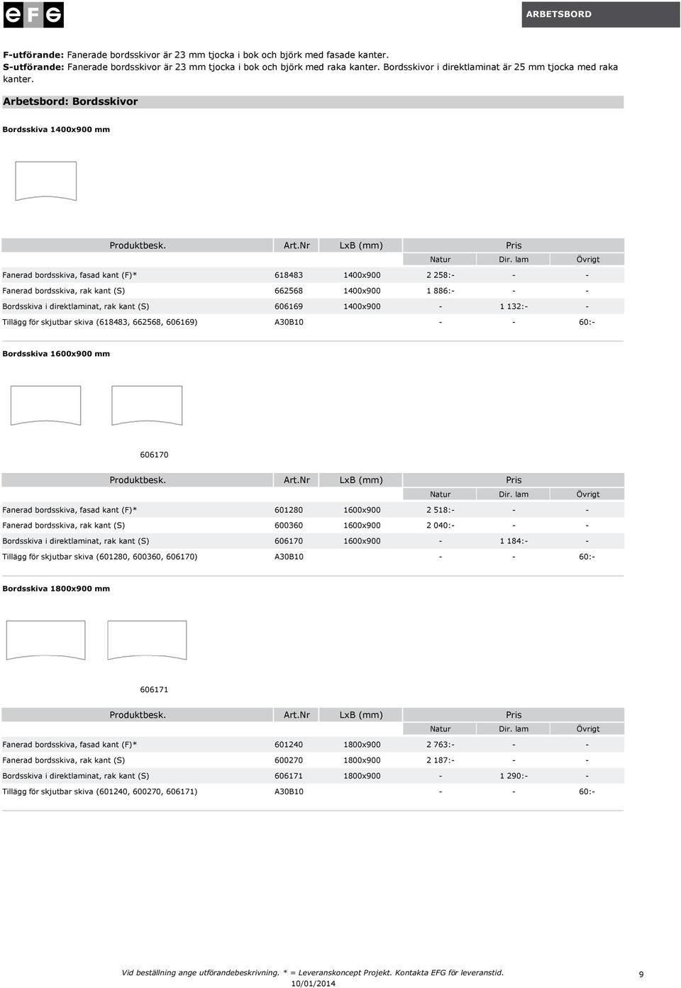 - - Fanerad bordsskiva, rak kant (S) 662568 1400x900 1 886:- - - Bordsskiva i direktlaminat, rak kant (S) 606169 1400x900-1 132:- - Tillägg för skjutbar skiva (618483, 662568, 606169) A30B10 - - 60:-