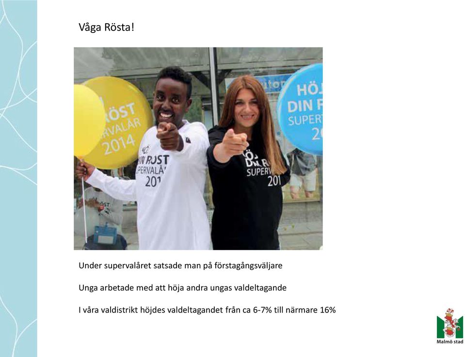 förstagångsväljare Unga arbetade med att höja