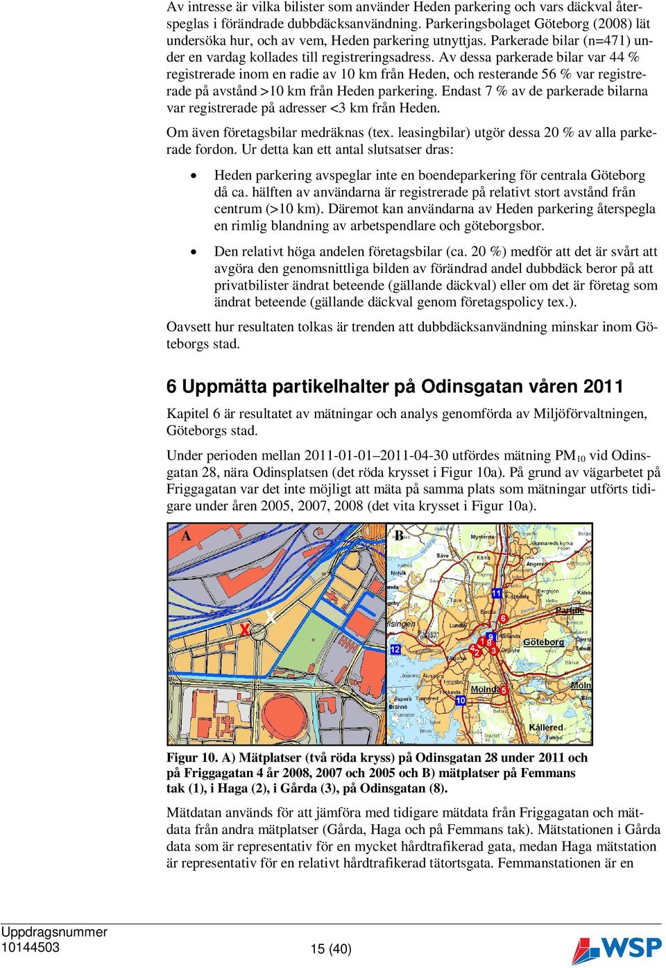 Av dessa parkerade bilar var 44 % registrerade inom en radie av 10 km från Heden, och resterande 56 % var registrerade på avstånd >10 km från Heden parkering.