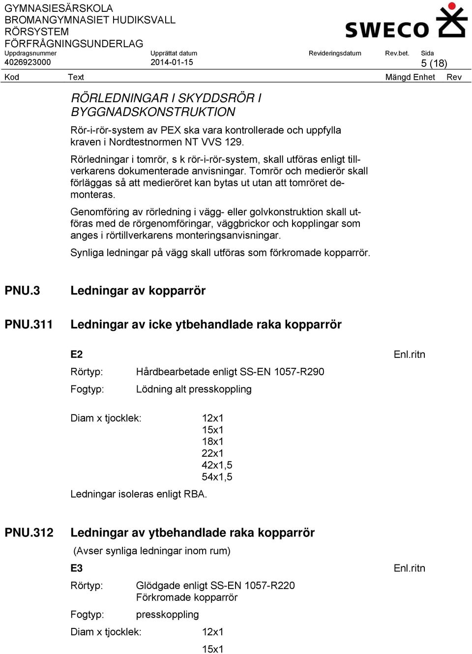 Tomrör och medierör skall förläggas så att medieröret kan bytas ut utan att tomröret demonteras.