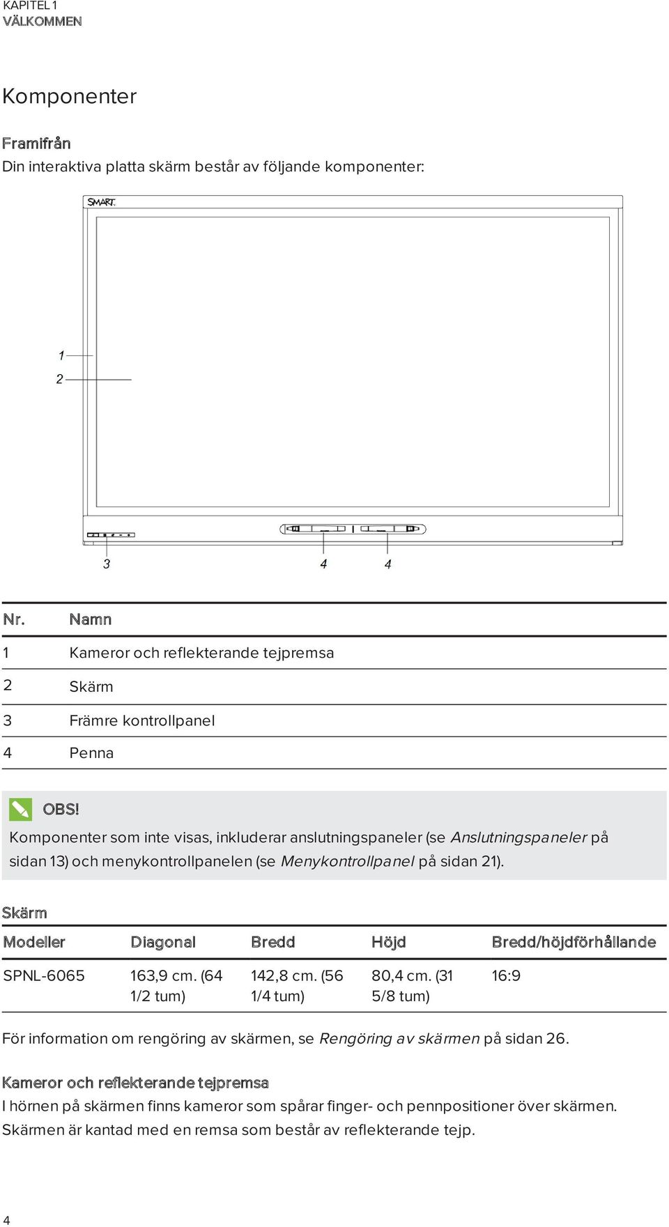 Komponenter som inte visas, inkluderar anslutningspaneler (se Anslutningspaneler på sidan 13) och menykontrollpanelen (se Menykontrollpanel på sidan 21).