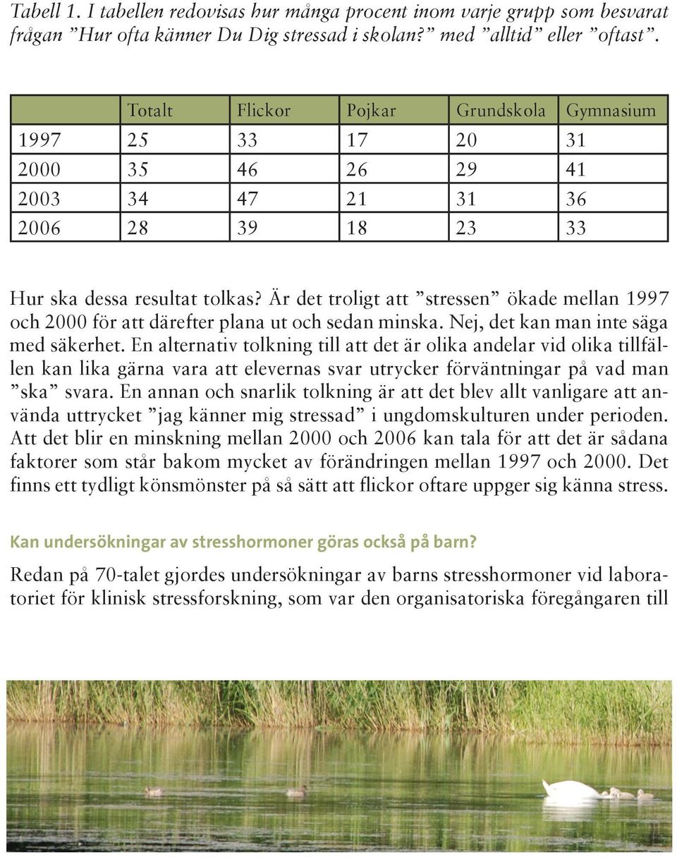 Är det troligt att stressen ökade mellan 1997 och 2000 för att därefter plana ut och sedan minska. Nej, det kan man inte säga med säkerhet.